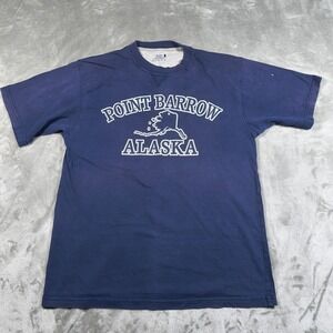 Vintage Point Barrow Alaska Shirt Mens Large Blue Heavyweight Crewneck